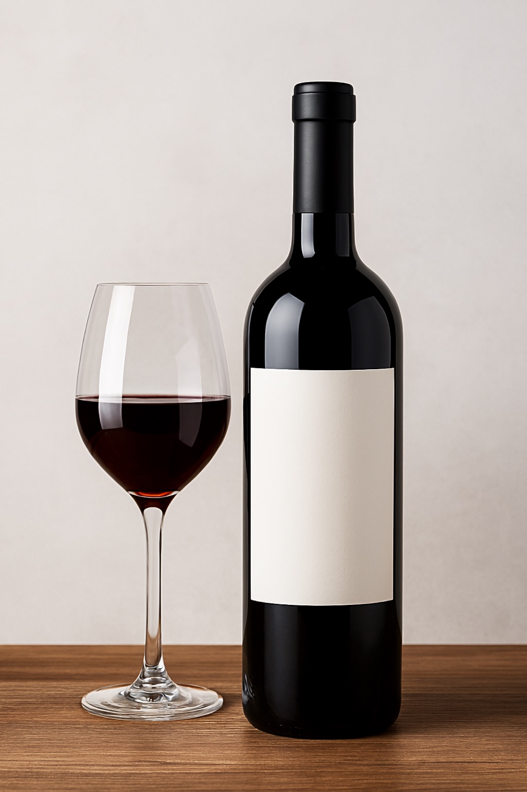 Etiqueta en blanco con copa — el arte de etiquetar el vino